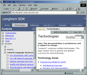 Microsoft's LongHorn SDK Site