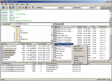 FileZilla Application Screenshot