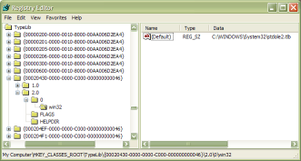 RegEdit showing StdOle2.tlb TypeLibrary key (HKEY_CLASSES_ROOT\TypeLib\{00020430-0000-0000-C000-000000000046}\2.0\0\win32)