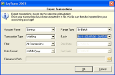 Transaction Export wizard screenshot