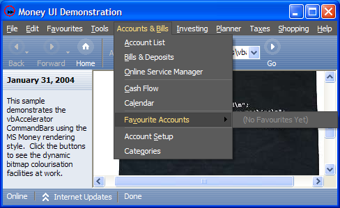 MSMoney UI Sample
