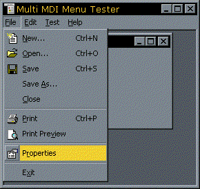 MDI Menu Demonstration Project