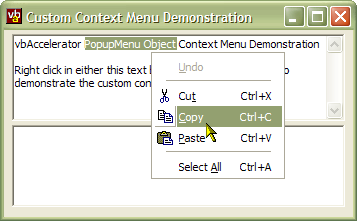 Icon Context Menu Demonstration
