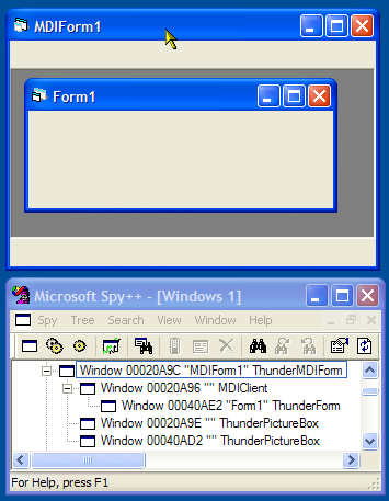 Simple MDI Form Showing Windows