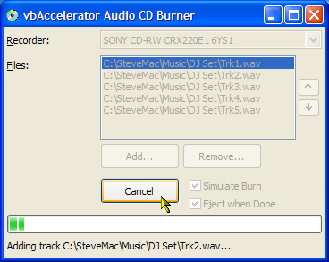 Audio CD Writer Sample Application