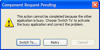 My second-least favourite dialog in VB: Component Pending