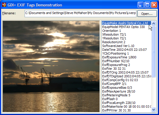 EXIF Tags Demonstration
