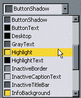 The Owner Draw Combo Box showing a colour picker