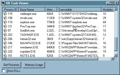 VB Task Viewer Using PSAPI.DLL