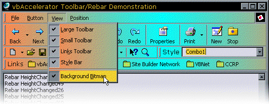 CoolMenu, Toolbar and Rebar Demonstration